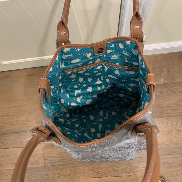 Boden Silver Coated Canvas & Leather Tote - Picture 3 of 5